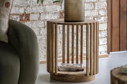 Gallery Direct Voss Mango Wood Slatted Side Table