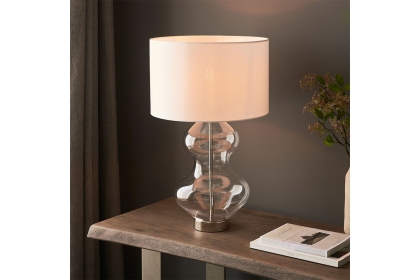 Gallery Direct Kelda Shaped Table Lamp Satin Brass Vintage White