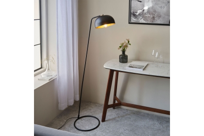 Gallery Direct Brair 1 Floor Light Matt Black & Antique Brass Gallery Direct Brair 1 Floor Light Matt Black & Antique Brass