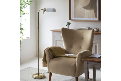 Gallery Direct Pharmacy 1 Floor Lamp Antique Brass Opal Glass