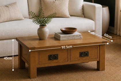Salisbury Waxed Premium Oak Coffee Table With Drawer