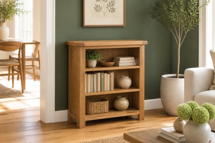 Salisbury Waxed Premium Oak Low Bookcase - Self Assembly