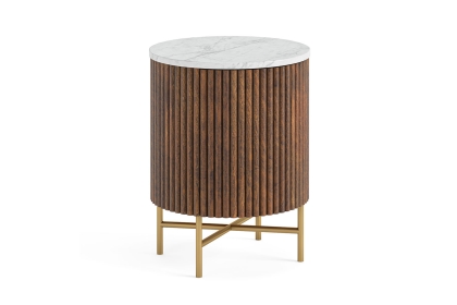 Harvard Reeded Mango Wood Storage Cupboard with Marble Top