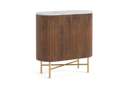 Harvard Reeded Mango Wood Mini Sideboard with Marble Top