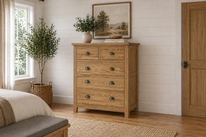 Burford Country Oak 2 Over 3 Chest of Drawers Burford Country Oak 2 Over 3 Chest of Drawers