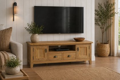 Burford Country Oak 180cm Large TV Unit Burford Country Oak 180cm Large TV Unit