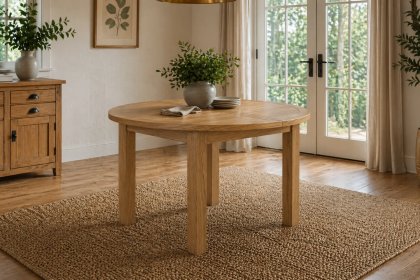 Burford Country Oak Round 120-160cm Extending Dining Table