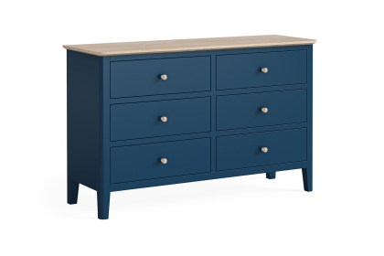Marlow Oak Painted Navy Blue 6 Drawer Chest of Drawers