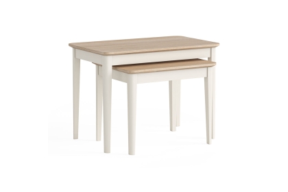 Marlow Oak Painted Coconut White Nest of Tables