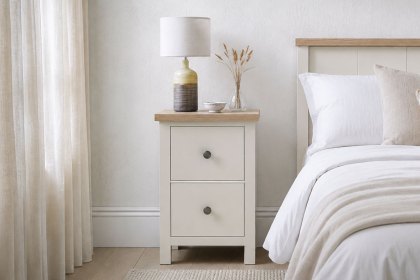 Modern Country Painted Oak Coconut White Narrow Bedside Table