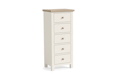 Modern Country Painted Oak Coconut White 5 Drawer Tall Chest of Drawers Modern Country Painted Oak Coconut White 5 Drawer Tall Chest of Drawers
