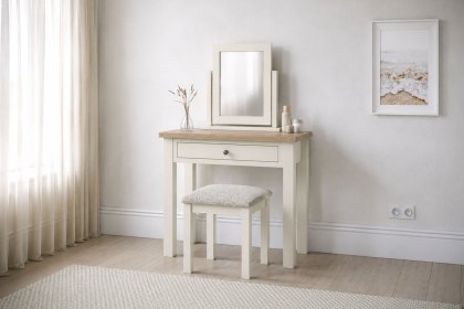 Modern Country Painted Oak Coconut White Single Drawer Dressing Table Desk