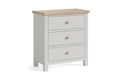 Modern Country Painted Oak Stone Grey 3 Drawer Chest of Drawers