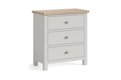 Modern Country Painted Oak Stone Grey 3 Drawer Chest of Drawers