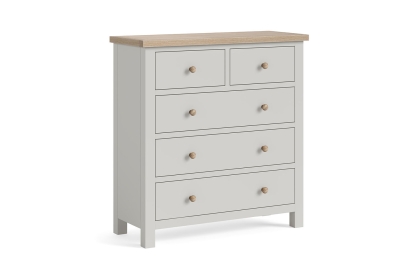 Modern Country Painted Oak Stone Grey 2 Over 3 Chest of Drawers