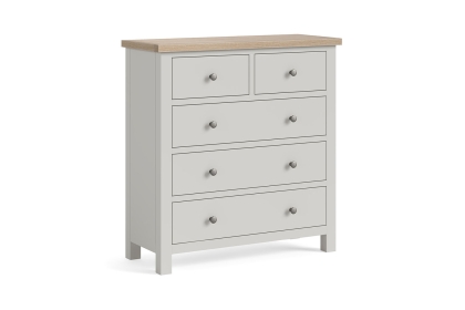 Modern Country Painted Oak Stone Grey 2 Over 3 Chest of Drawers