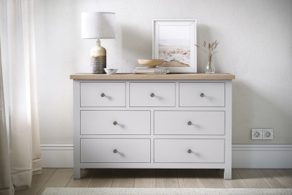 Modern Country Painted Oak Stone Grey 3 Over 4 Chest of Drawers