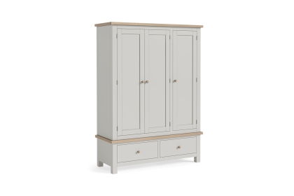Modern Country Painted Oak Stone Grey Triple Wardrobe