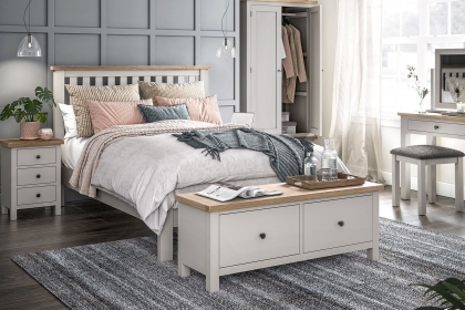 Modern Country Painted Oak Stone Grey Bed Frame
