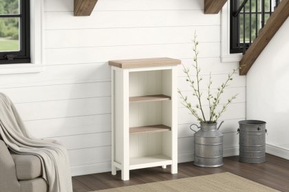 Modern Country Painted Oak Coconut White Mini Bookcase