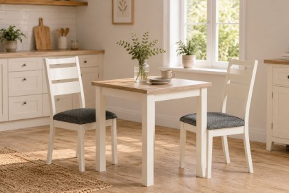 Modern Country Painted Oak Coconut White Bistro Dining Table