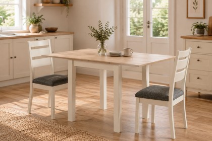 Modern Country Painted Oak Coconut White Flip-Top Dining Table