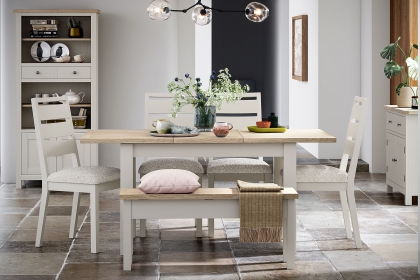 Modern Country Painted Oak Coconut White Extending Dining Table Modern Country Painted Oak Coconut White Extending Dining Table
