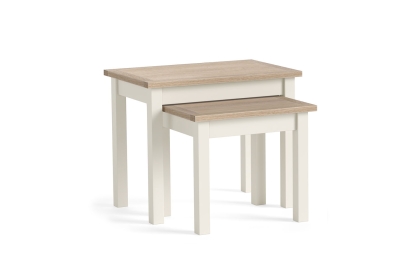 Modern Country Painted Oak Coconut White Nest Of Tables