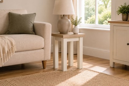 Modern Country Painted Oak Coconut White Lamp Table Modern Country Painted Oak Coconut White Lamp Table