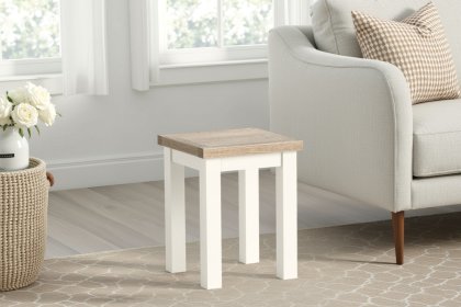Modern Country Painted Oak Coconut White Lamp Table