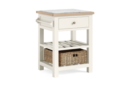 Modern Country Painted Oak Coconut White Small Kitchen Island Unit