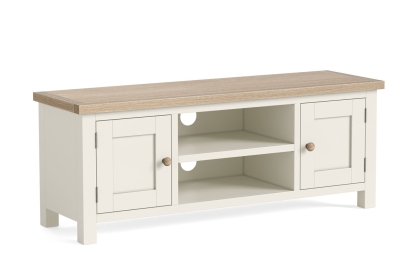Modern Country Painted Oak Coconut White 125cm Large TV Unit