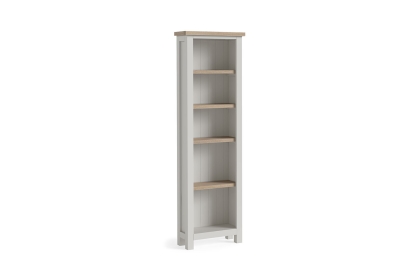 Modern Country Painted Oak Stone Grey Slim Bookcase