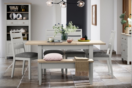 Modern Country Painted Oak Stone Grey Extending Dining Table