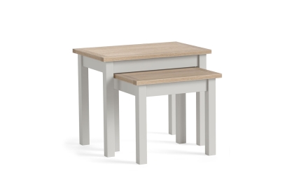 Modern Country Painted Oak Stone Grey Nest Of Tables