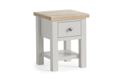 Modern Country Painted Oak Stone Grey Lamp Table with Shelf