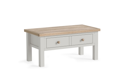 Modern Country Painted Oak Stone Grey Coffee Table with Drawer
