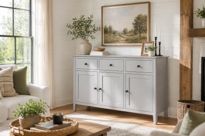 Stowe Painted Grey Large 3 Door Sideboard