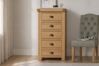 Normandy Chunky Country Oak Tallboy Chest of Drawers