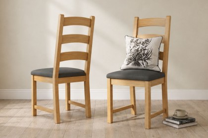 Normandy Chunky Country Oak Ladder Dining Chair (Pair)