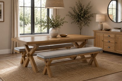 Normandy Chunky Country Oak Cross-Leg Dining Bench Normandy Chunky Country Oak Cross-Leg Dining Bench