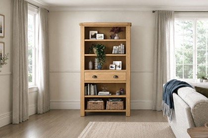 Normandy Chunky Country Oak Large Bookcase
