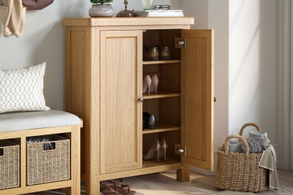 Normandy Chunky Country Oak Shoe Storage Cabinet
