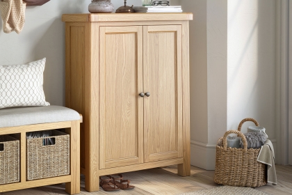 Normandy Chunky Country Oak Shoe Storage Cabinet