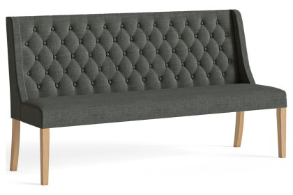 Normandy Chunky Country Oak Button Back Dining Sofa Bench in Charcoal
