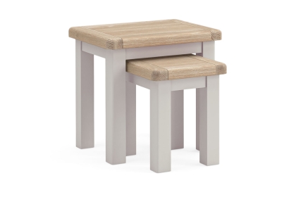 Salcombe Painted Oak Stone Grey Nest Of Tables