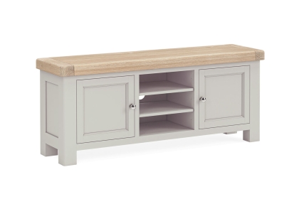 Salcombe Painted Oak Stone Grey 140cm TV Unit