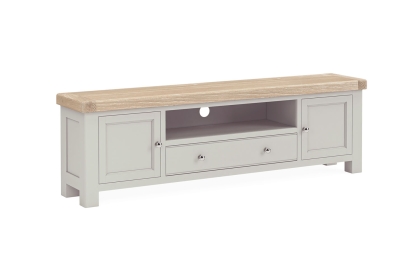 Salcombe Painted Oak Stone Grey 190cm TV Unit