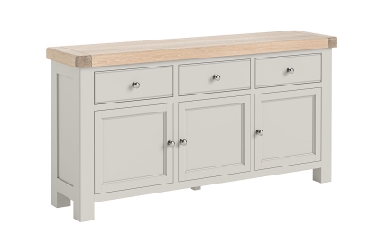 Salcombe Painted Oak Stone Grey Large Sideboard