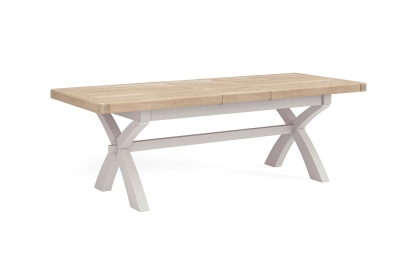 Salcombe Painted Oak Stone Grey Cross-Leg Extending Dining Table